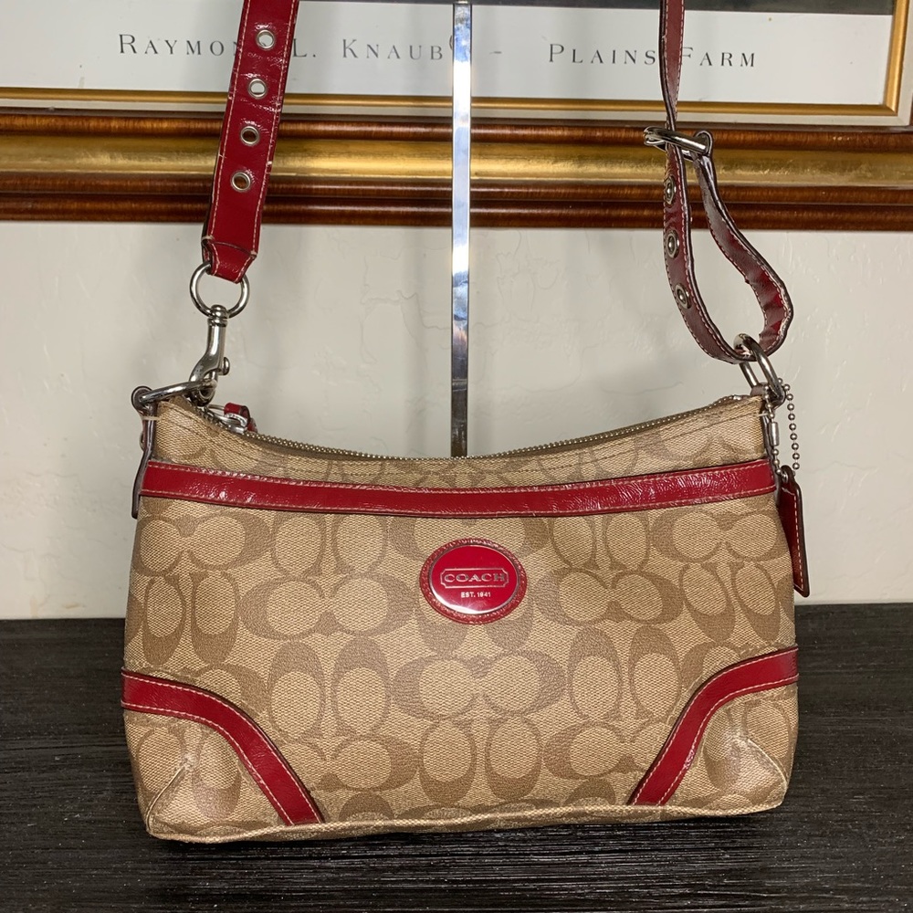 SOLD  Coach Signature Leather Crossbody Bag